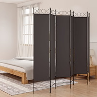 vidaXL Rumsavdelare 6 paneler brun 240x200 cm tyg