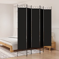 vidaXL Rumsavdelare 5 paneler svart 200x220 cm tyg