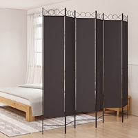 vidaXL Rumsavdelare 6 paneler brun 240x220 cm tyg