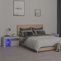 vidaXL Sängbord med LED 2 st betonggrå 70x36,5x40 cm