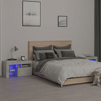 vidaXL Sängbord med LED 2 st betonggrå 70x36,5x40 cm