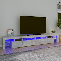vidaXL Tv-bänk med LED-belysning betonggrå 260x36,5x40 cm