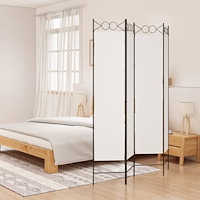vidaXL Rumsavdelare 4 paneler vit 160x200 cm tyg