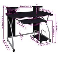 vidaXL Datorbord svart 110x52x88,5 cm konstruerat trä