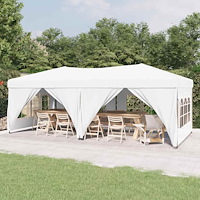 vidaXL Hopfällbart partytält med sidoväggar vit 3x6 m
