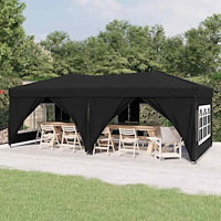vidaXL Hopfällbart partytält med sidoväggar svart 3x6 m