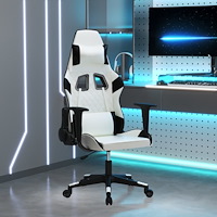 vidaXL Gamingstol med massage vit och svart konstläder