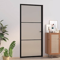 vidaXL Innerdörr 93x201,5 cm svart matt glas och aluminium