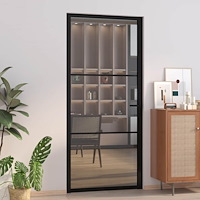 vidaXL Innerdörr 93x201,5 cm svart ESG-glas och aluminium