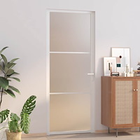vidaXL Innerdörr 83x201,5 cm vit matt glas och aluminium