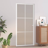 vidaXL Innerdörr 93x201,5 cm vit matt glas och aluminium