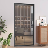 vidaXL Innerdörr 102,5x201,5 cm svart ESG-glas och aluminium