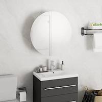vidaXL Badrumsskåp med rund spegel och LED vit 40x40x17,5 cm