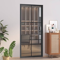 vidaXL Innerdörr 93x201,5 cm svart ESG-glas och aluminium