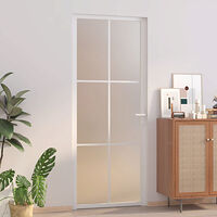 vidaXL Innerdörr 83x201,5 cm vit matt glas och aluminium