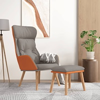 vidaXL Vilstol med fotpall ljusgrå konstläder och tyg