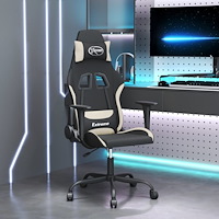 vidaXL Gamingstol svart och gräddvit tyg