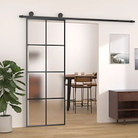 vidaXL Skjutdörr med beslagset ESG glas och aluminium 76x205 cm