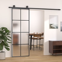 vidaXL Skjutdörr med beslagset ESG glas och aluminium 76x205 cm
