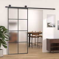 vidaXL Skjutdörr med beslagset ESG glas och aluminium 90x205 cm