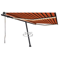 vidaXL Automatisk markis med vindsensor & LED 450x350 cm orange/brun