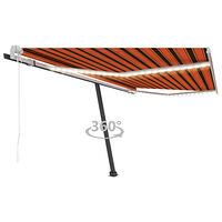 vidaXL Automatisk markis med vindsensor & LED 450x350 cm orange/brun
