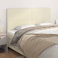vidaXL Sänggavel krämfärgad 160x5x118/128 cm konstläder
