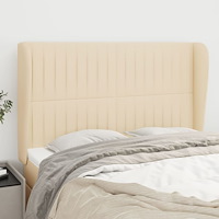 vidaXL Sänggavel med kanter gräddvit 147x23x118/128 cm tyg