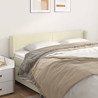 vidaXL Sänggavel med kanter gräddvit 163x16x78/88 cm konstläder