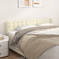 vidaXL Sänggavel med kanter gräddvit 163x16x78/88 cm konstläder