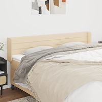 vidaXL Sänggavel med kanter gräddvit 203x16x78/88 cm tyg