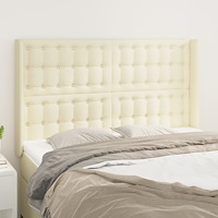 vidaXL Sänggavel med kanter gräddvit 147x16x118/128 cm konstläder