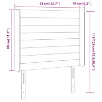 vidaXL Sänggavel med kanter mörkblå 83x16x118/128 cm sammet