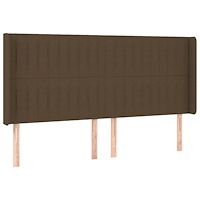 vidaXL Sänggavel med kanter mörkbrun 163x16x118/128 cm tyg