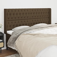 vidaXL Sänggavel med kanter mörkbrun 203x16x118/128 cm tyg