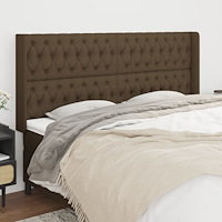 vidaXL Sänggavel med kanter mörkbrun 203x16x118/128 cm tyg