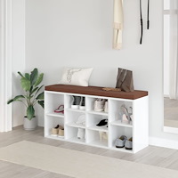 vidaXL Skobänk vit högglans 103x30x48 cm konstruerat trä