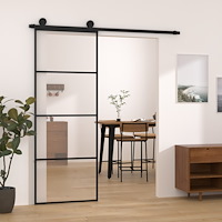 vidaXL Skjutdörr med beslagset ESG glas och aluminium 76x205 cm