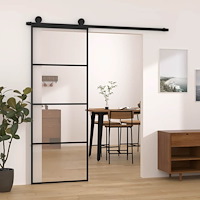 vidaXL Skjutdörr med beslagset ESG glas och aluminium 76x205 cm