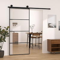 vidaXL Skjutdörr med beslagset ESG glas och aluminium 90x205 cm