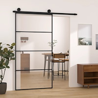 vidaXL Skjutdörr med hårdvara 102,5x205 cm ESG-glas och aluminium