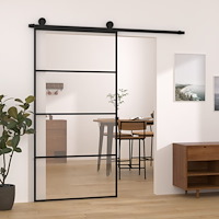 vidaXL Skjutdörr med hårdvara 102,5x205 cm ESG-glas och aluminium