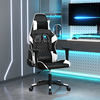 vidaXL Gamingstol med massage svart och vit konstläder