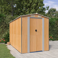 vidaXL Trädgårdsskjul ljusbrun 192x357x223 cm galvaniserat stål