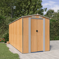 vidaXL Trädgårdsskjul ljusbrun 192x440x223 cm galvaniserat stål
