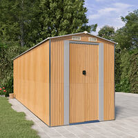 vidaXL Trädgårdsskjul ljusbrun 192x606x223 cm galvaniserat stål