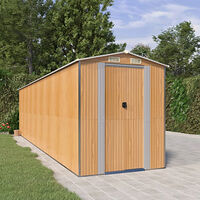 vidaXL Trädgårdsskjul ljusbrun 192x772x223 cm galvaniserat stål