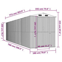 vidaXL Trädgårdsskjul ljusbrun 192x772x223 cm galvaniserat stål