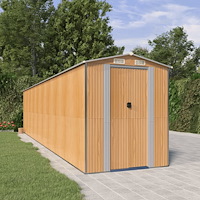 vidaXL Trädgårdsskjul ljusbrun 192x855x223 cm galvaniserat stål