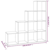 vidaXL Bokhylla trappformad rökfärgad ek 142 cm konstruerat trä